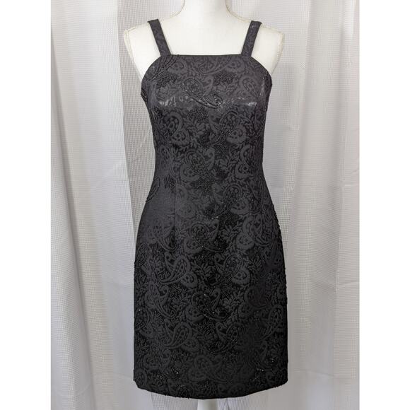 NWOT! DEMETRIOS! LUXE, HAND BEADED  PAISLEY FLORAL "LITTLE BLACK DRESS!" SZ 6 - Picture 2 of 8